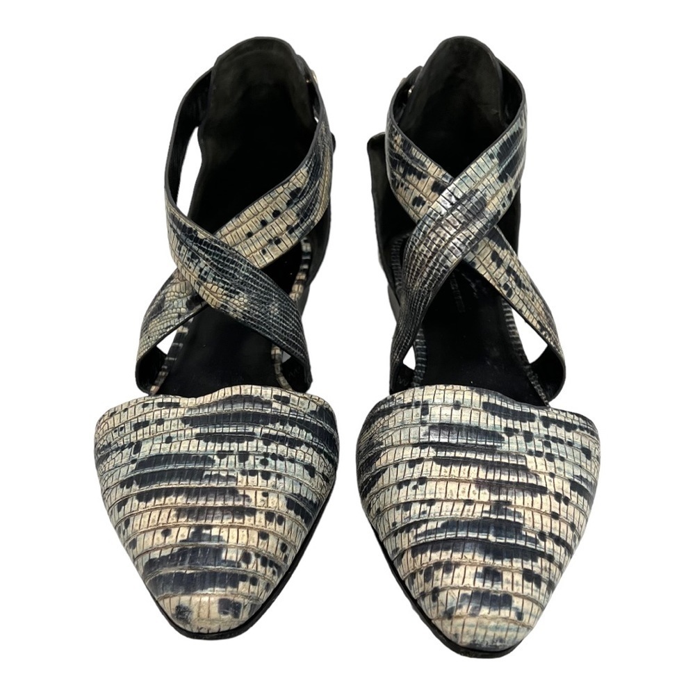 Alexander Wang Snakeskin Point Toe Strappy Snap Back Flats Women’s 38 - Picture 3 of 13